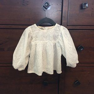 Bebe Holic white lace shirt with puff long sleeves